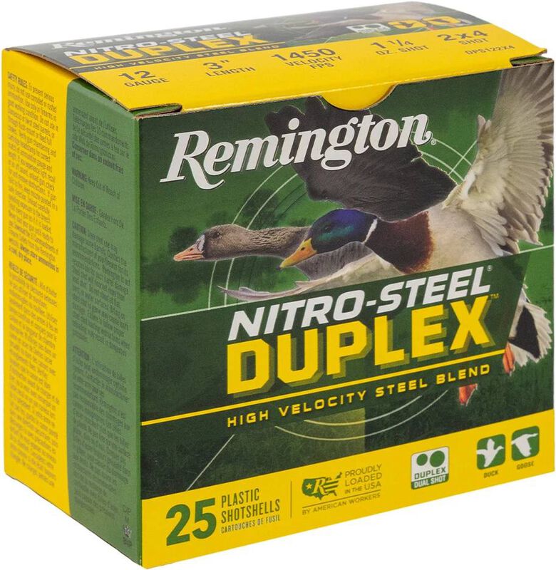 Nitro-Steel Duplex, 12 Gauge, 2 and 4 Shot, 3 in, 1 1/4 oz, 1450 fps